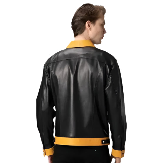 Mens Premium Black Leather Trucker Jacket - Riders Republic UK