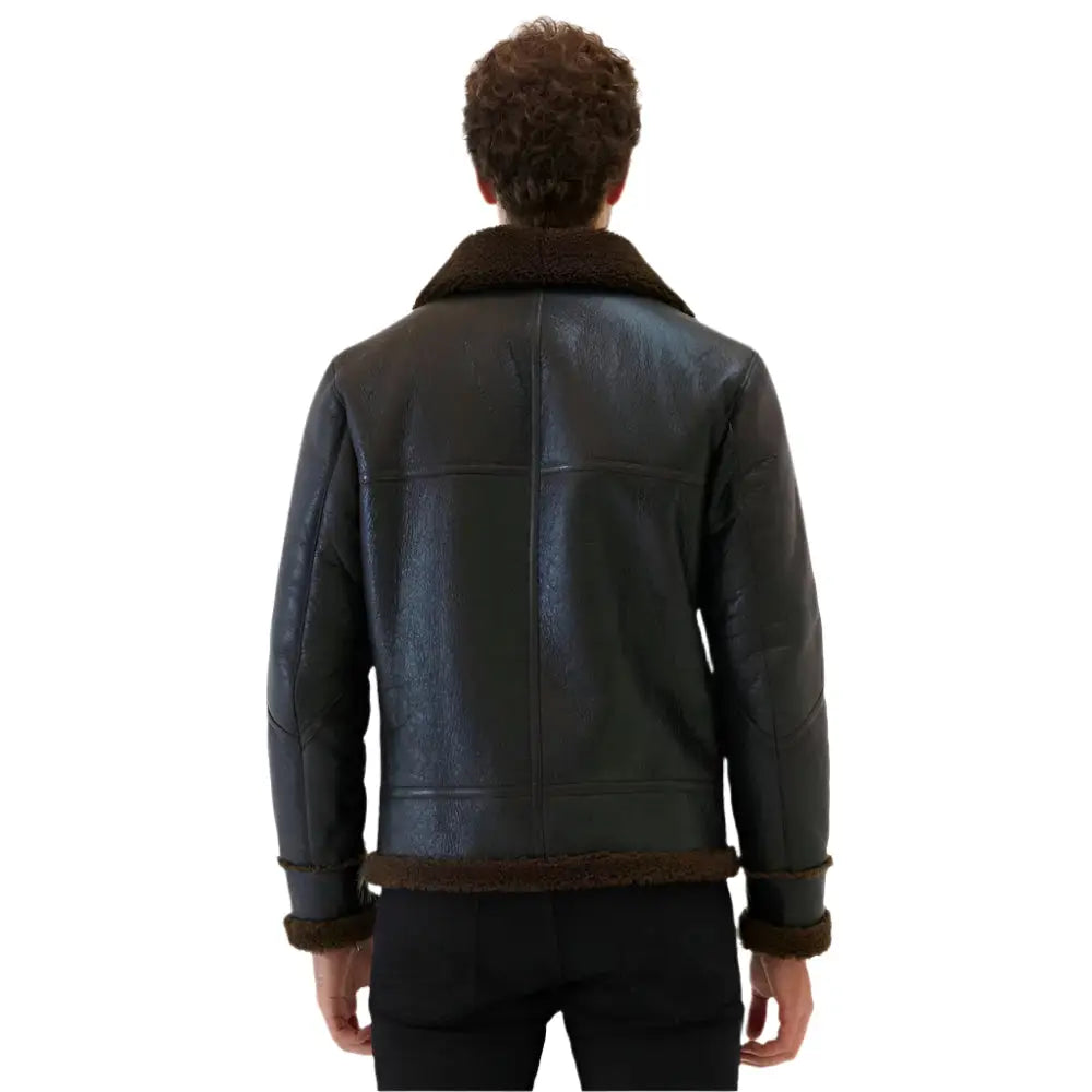 Premium Mens Dark Brown Shearling Aviator Jacket - Riders Republic UK