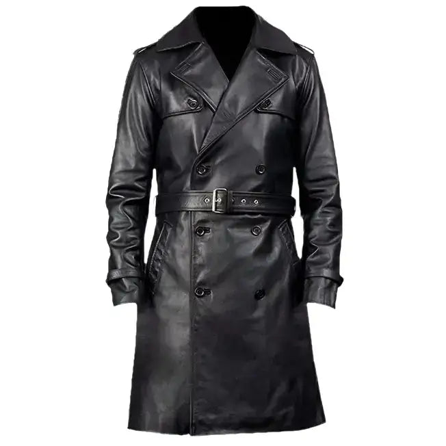 Premium Mens Cow Leather Trench Coat - Riders Republic UK