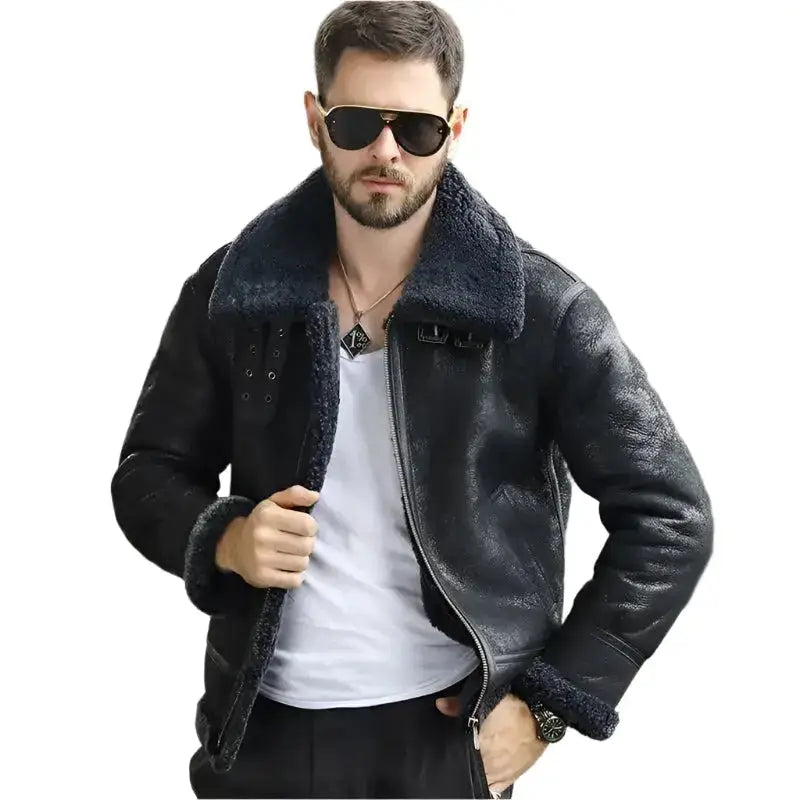 Mens Premium Shearling B3 Bomber Jacket - Riders Republic UK
