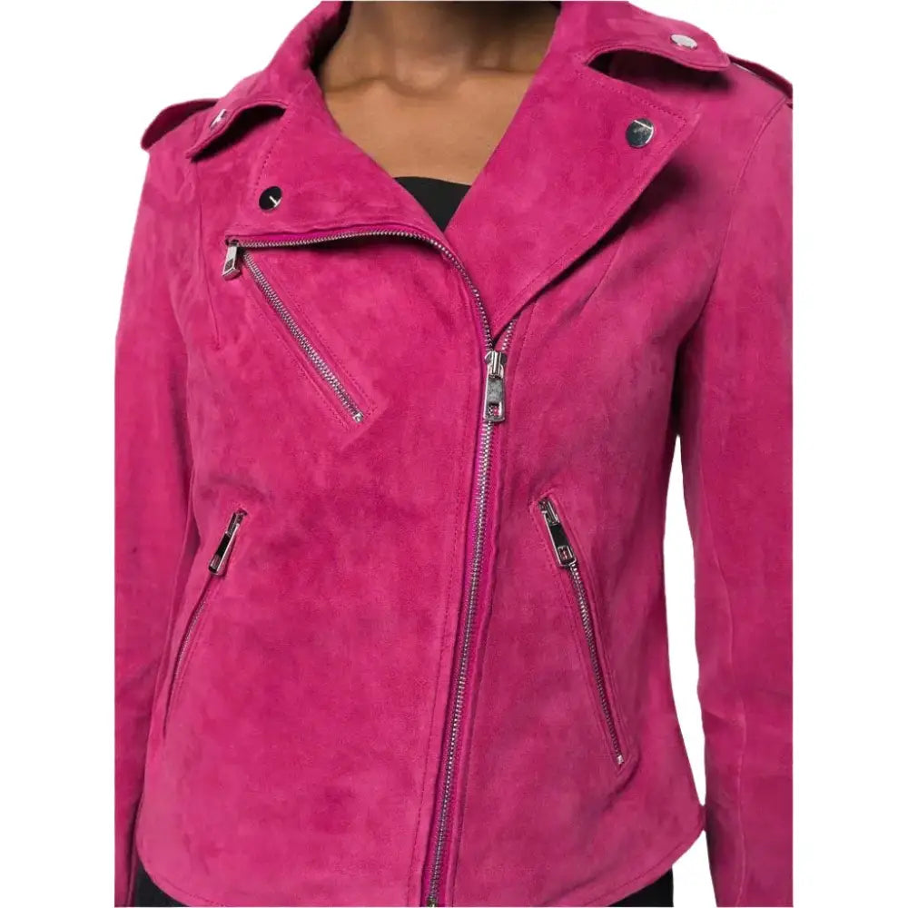 Pink Suede Biker Jacket for Women - Riders Republic UK