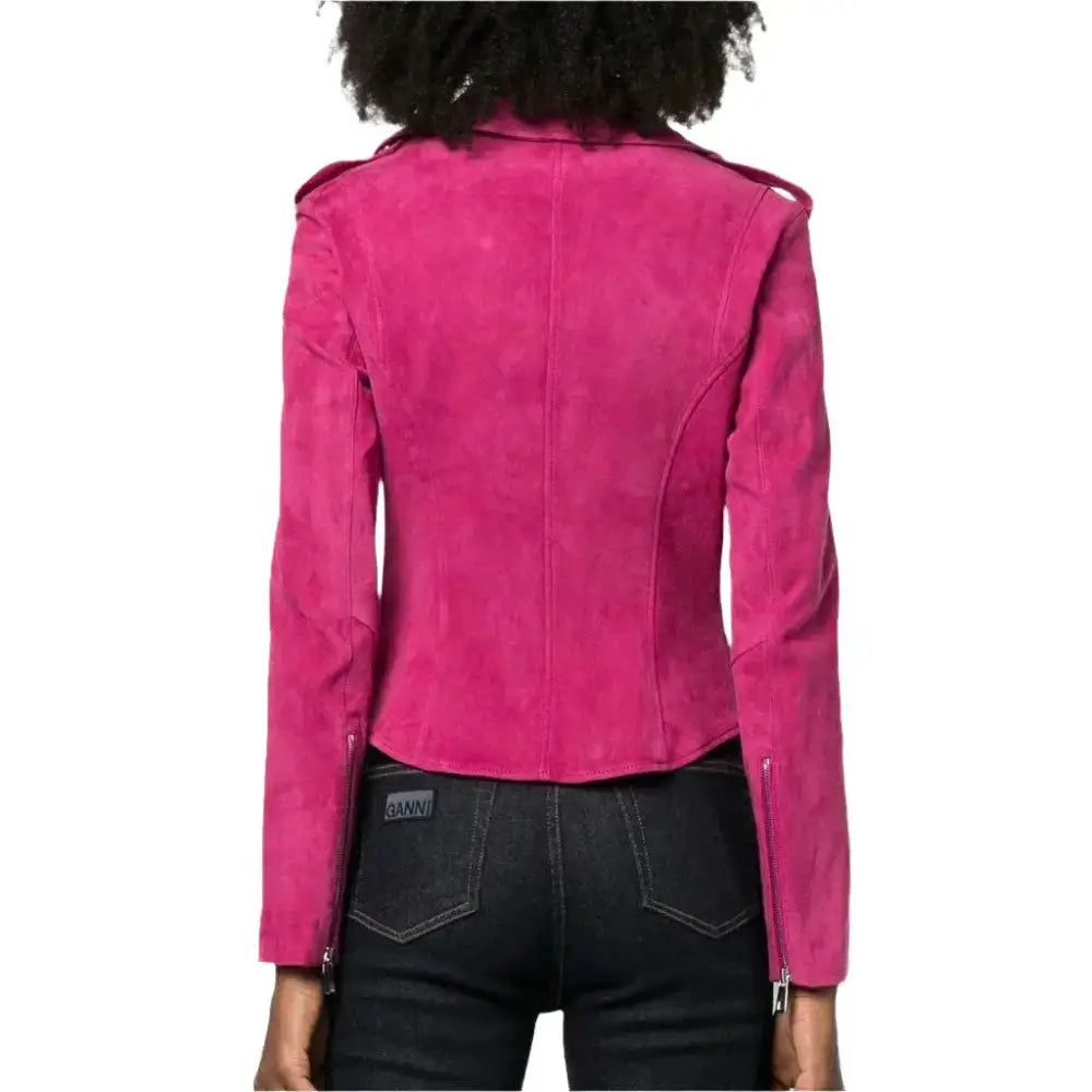 Pink Suede Biker Jacket for Women - Riders Republic UK