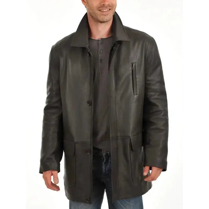 Premium Lambskin Leather Car Coat - Riders Republic UK
