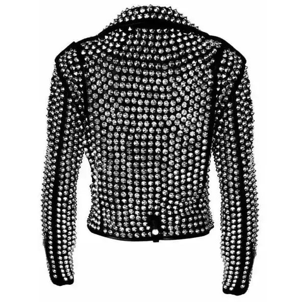 Womens Gothic Punk Studded Leather Jacket - Riders Republic UK