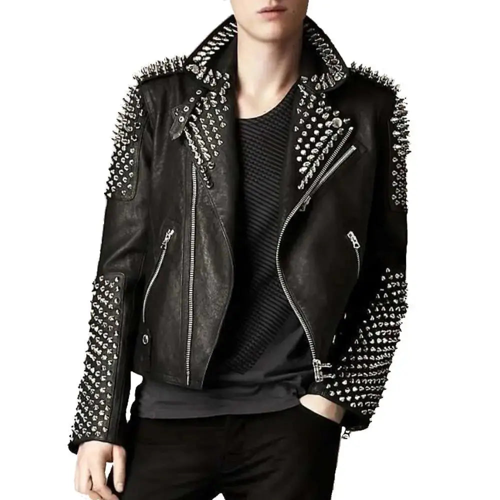 Mens Studded Leather Jacket - Riders Republic UK