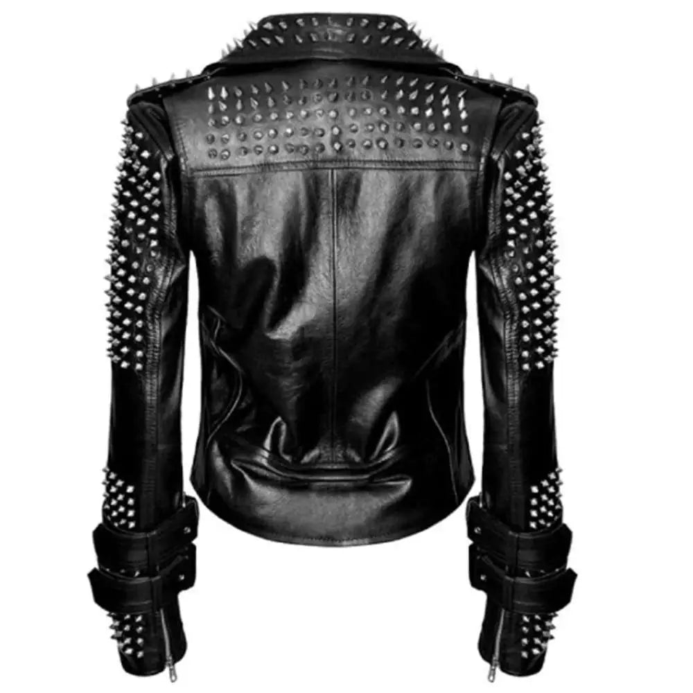 Black Spikes Leather Jacket - Riders Republic UK