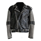Men’s punk rock studded leather jacket in genuine leather