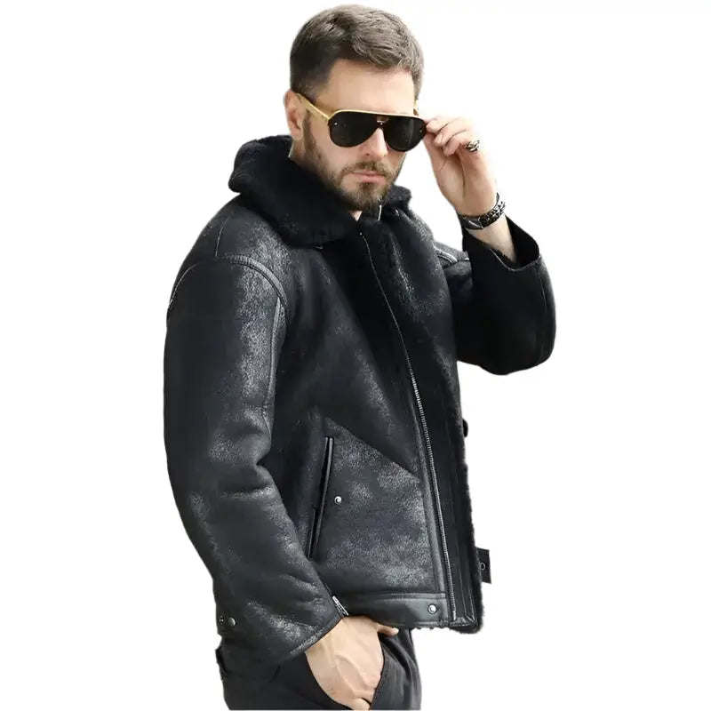 Retro Black Shearling Short Fur Coat - Riders Republic UK