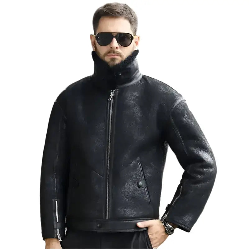Retro Black Shearling Short Fur Coat - Riders Republic UK