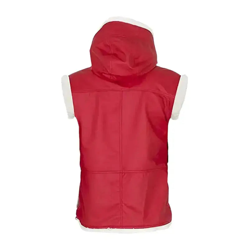 Santa Claus Hooded Red Leather Vest - Riders Republic UK