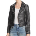 Silver Studded Punk Leather Jacket - Riders Republic UK