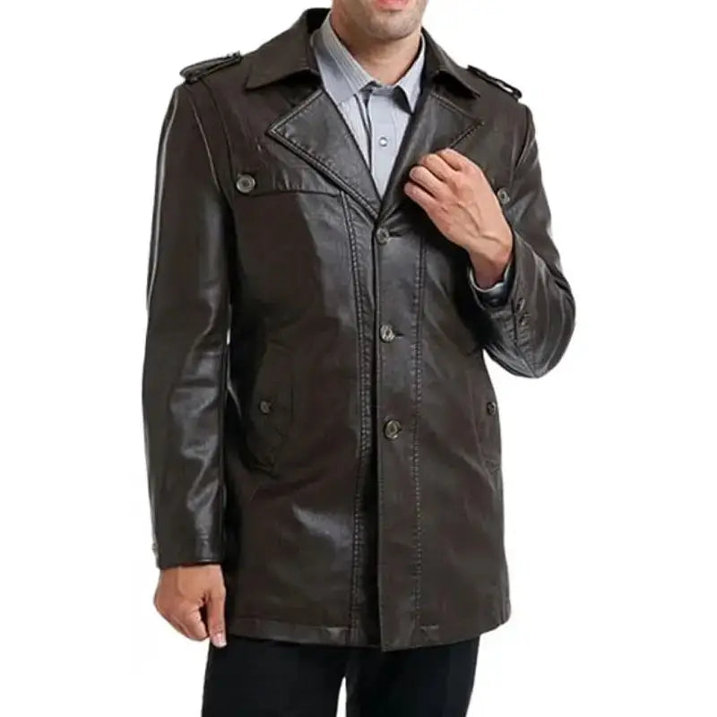 Mens Black Motorcycle Leather Coat - Riders Republic UK