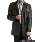Mens Black Motorcycle Leather Coat - Riders Republic UK