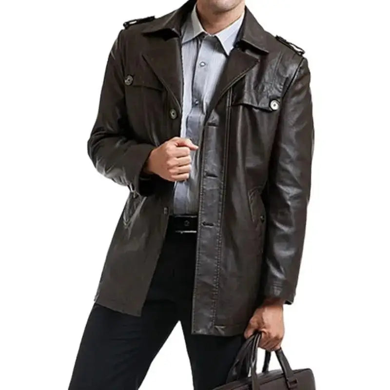 Mens Black Motorcycle Leather Coat - Riders Republic UK