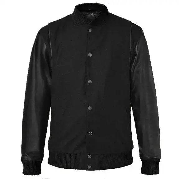 Noir Black Leather Varsity Jacket - Riders Republic UK
