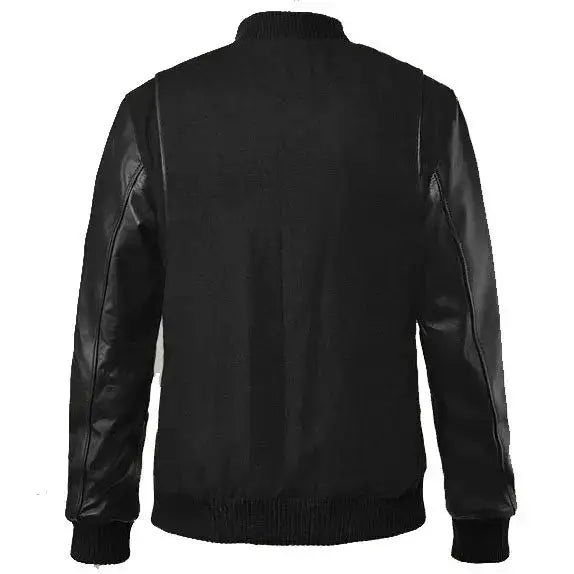 Noir Black Leather Varsity Jacket - Riders Republic UK