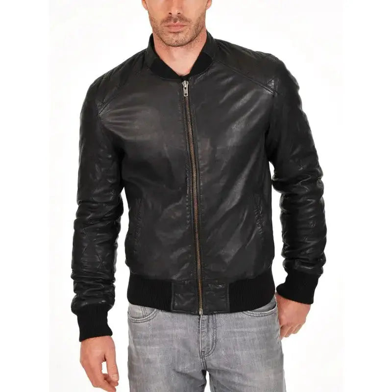 Mens Sheepskin Quilted Bomber Jacket - Riders Republic UK