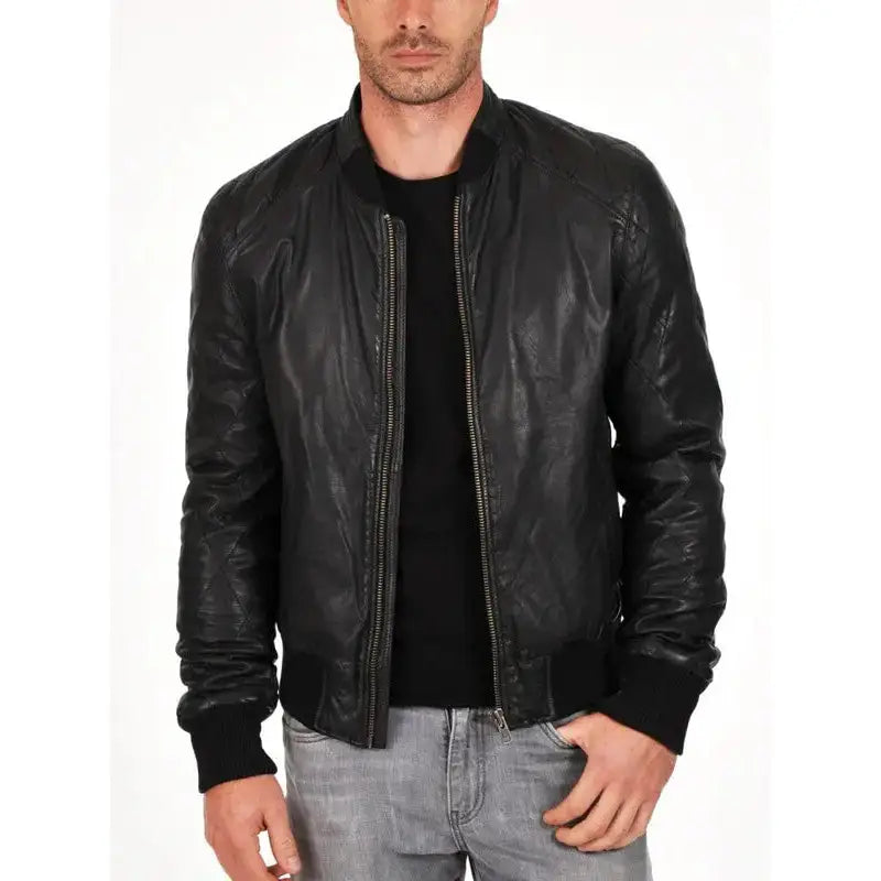Mens Sheepskin Quilted Bomber Jacket - Riders Republic UK