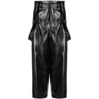 Solid Black Multi-Pockets Men’s Leather Dungaree - Riders Republic UK