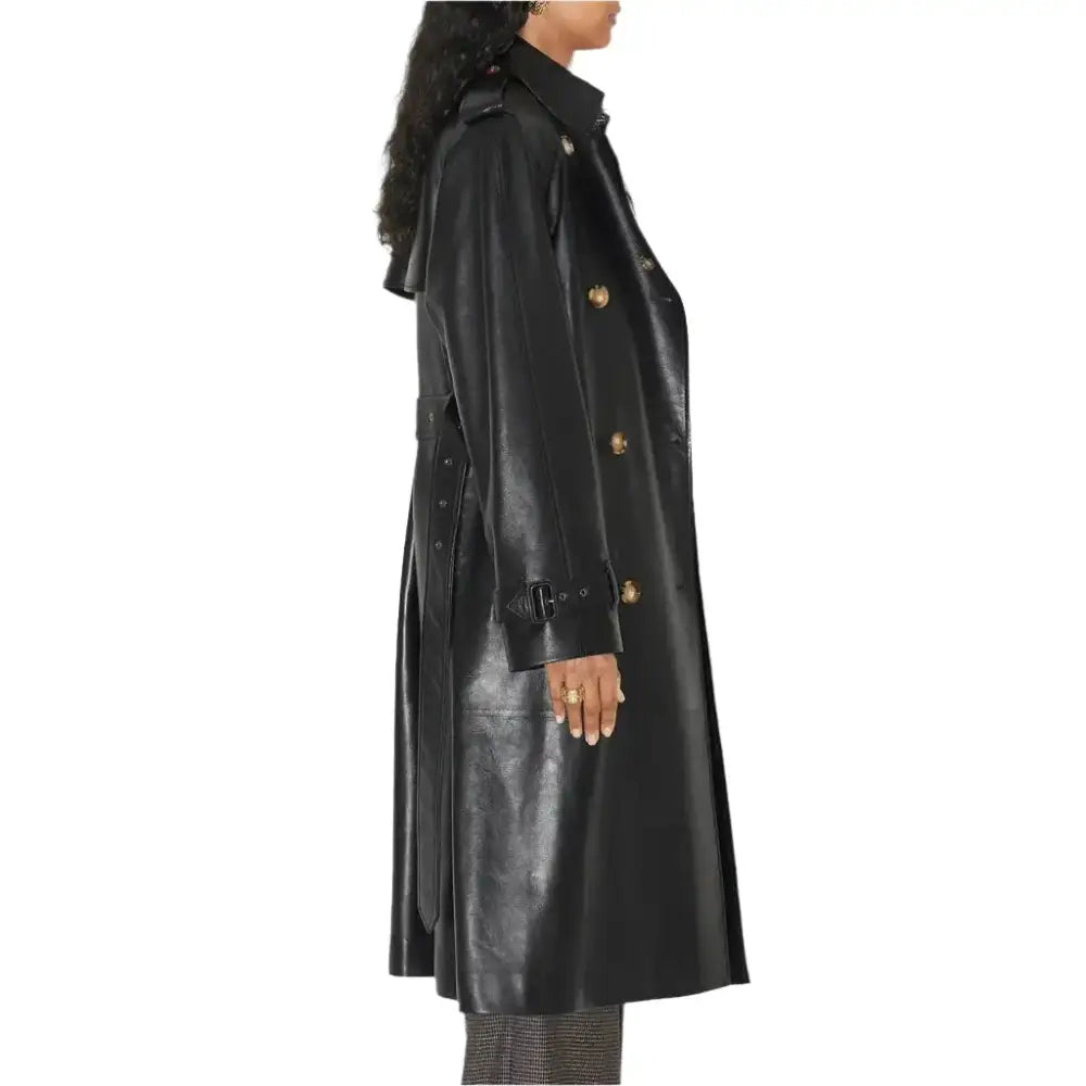 Statement Black Leather Trench Coat - Riders Republic UK