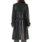 Statement Black Leather Trench Coat - Riders Republic UK