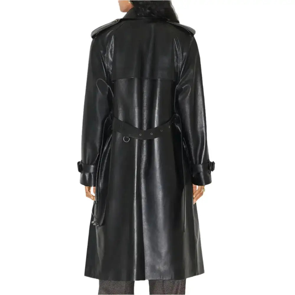 Statement Black Leather Trench Coat - Riders Republic UK