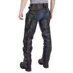 Mens Braided Motorcycle Leather Chaps - Riders Republic UK