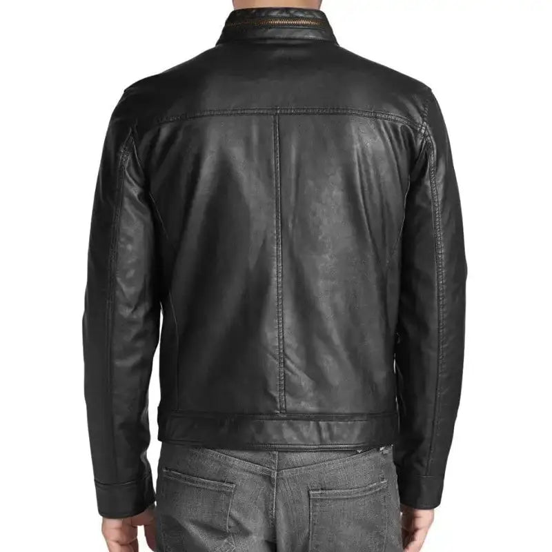 Mens Black Leather Biker Jacket - Riders Republic UK