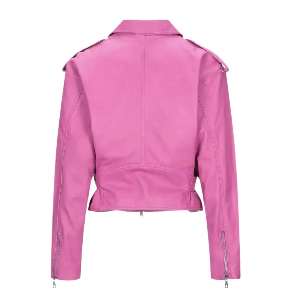 Pink Cropped Leather Jacket Women - Riders Republic UK