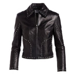 Studded Lambskin Leather Biker Jacket - Riders Republic UK