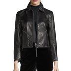 Studded Lambskin Leather Biker Jacket - Riders Republic UK