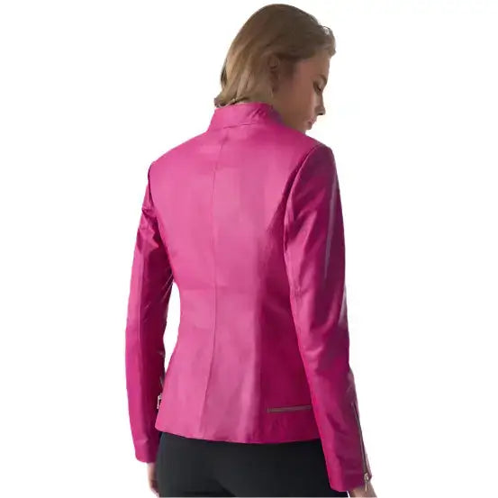 Fuchsia Leather Jacket Women’s Stylish Design - Riders Republic UK
