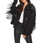 Suede Fringe Jacket with Leather Shoulders - Riders Republic UK