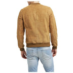 Mens Tan Suede Leather Bomber Jacket - Riders Republic UK