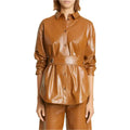 Tan Brown Leather Belted Shirt Jacket - Riders Republic UK