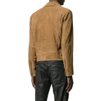 Tan Brown Suede Leather Biker Jacket - Riders Republic UK