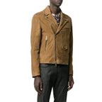 Tan Brown Suede Leather Biker Jacket - Riders Republic UK