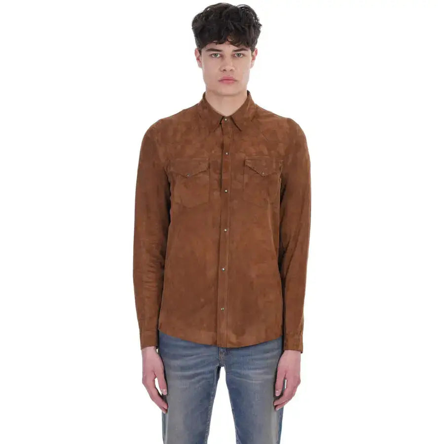Tan Brown Suede Leather Shirt - Riders Republic UK