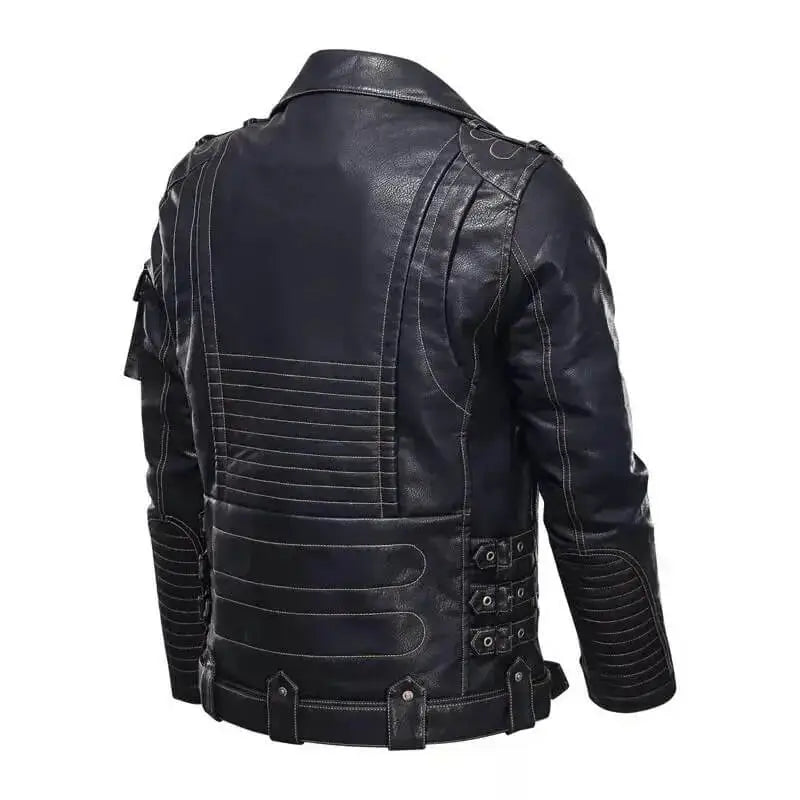 Mens Leather Cafe Racer Biker Jacket - Riders Republic UK