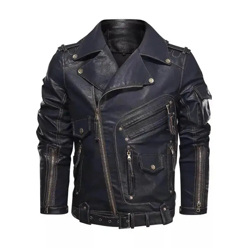 Mens Leather Cafe Racer Biker Jacket - Riders Republic UK