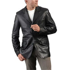 Mens Trendy Black Leather Blazer - Riders Republic UK