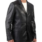 Mens Trendy Black Leather Blazer - Riders Republic UK