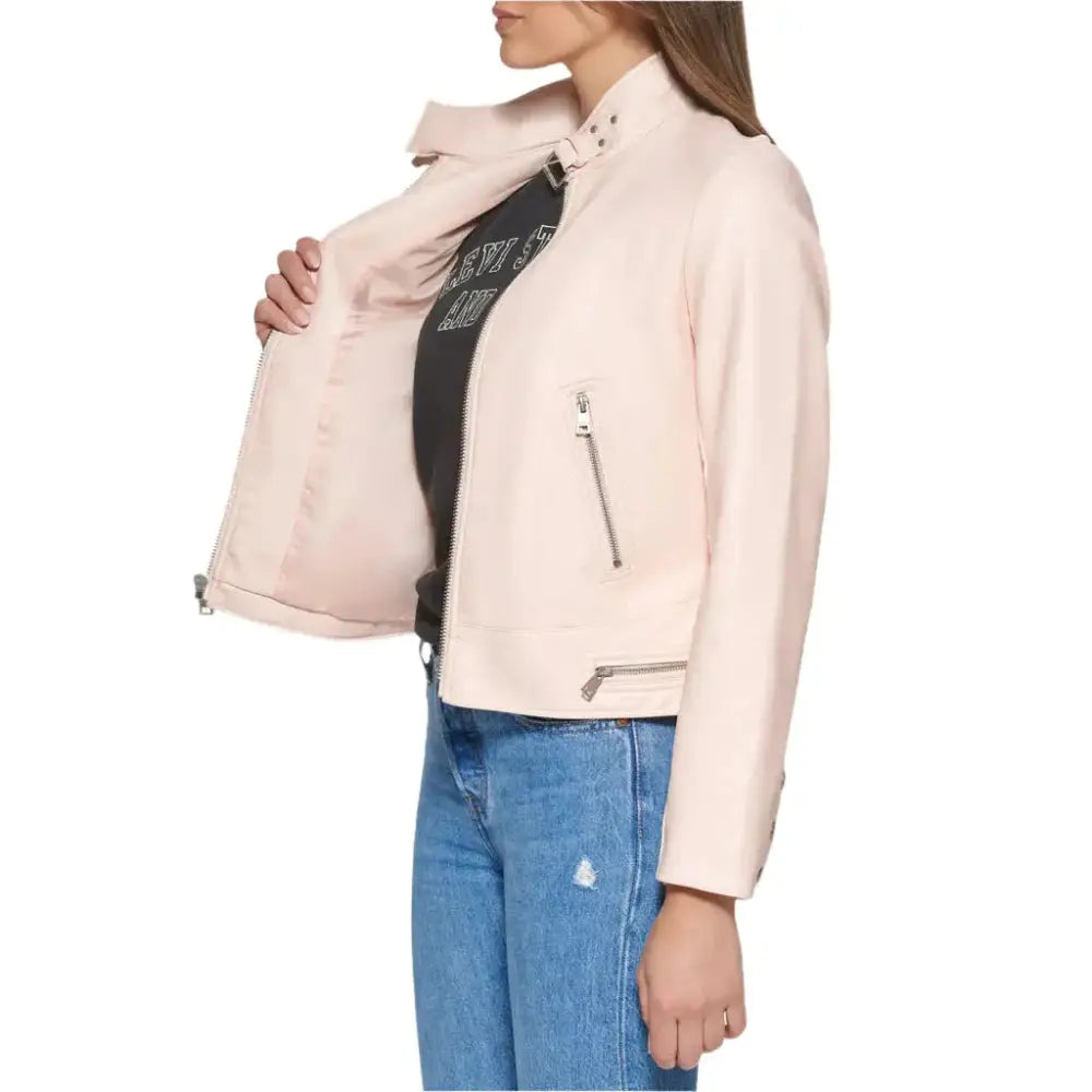 Powder Pink Studded Racer Jacket - Riders Republic UK