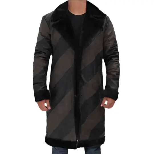 Mens Two Tone Shearling Leather Trench Coat - Riders Republic UK