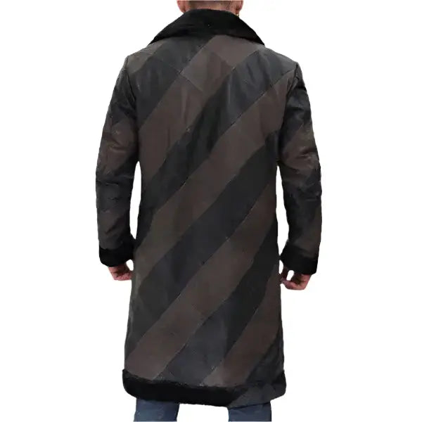 Mens Two Tone Shearling Leather Trench Coat - Riders Republic UK