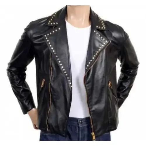 Mens Studded Leather Jacket - Riders Republic UK