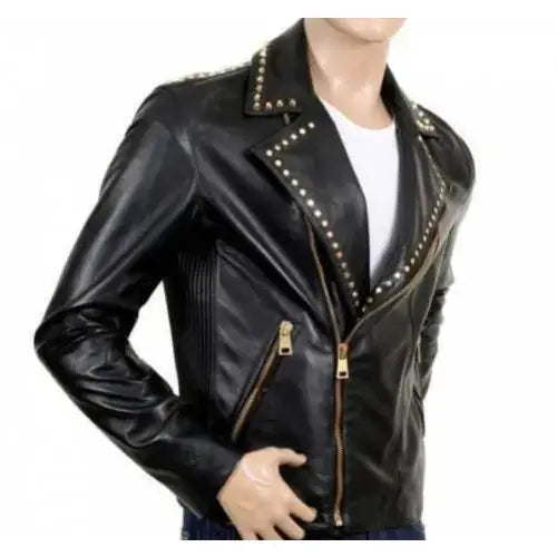 Mens Studded Leather Jacket - Riders Republic UK