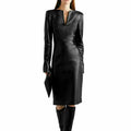 Womens V Neck Leather Cocktail Dress - Riders Republic UK