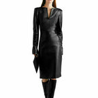 Womens V Neck Leather Cocktail Dress - Riders Republic UK