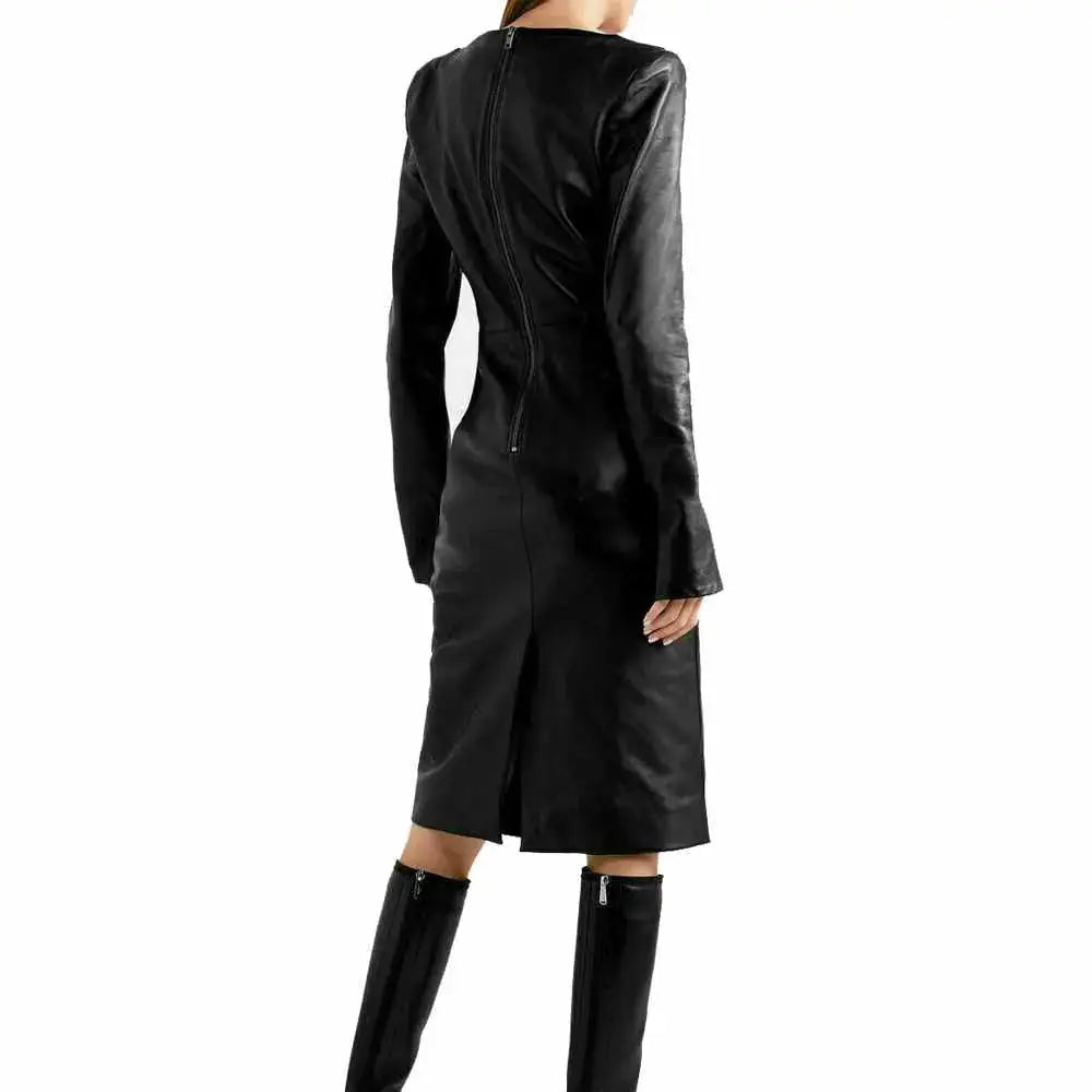 Womens V Neck Leather Cocktail Dress - Riders Republic UK